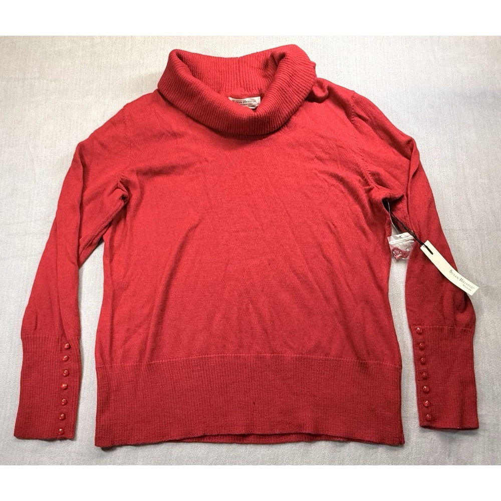 Susan Bristol 100% Merino Wool Sweater Womens Size 2X Red Turtle Neck Classy NWT
